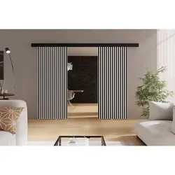 Emporius - Schwebetüren 130 cm Belor Duo - Schiebetür mit Lamellen, Design Zimmertür - Schiebetürsystem (Weiß)