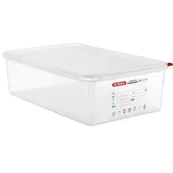 araven GN-Behälter mit Deckel, Polypropylen, 21 Liter - Sonstige Gastronomieartikel, ideal zum Halten und Präsentieren von Speisen mit HACCP-konformen Farbkodierungsclips.