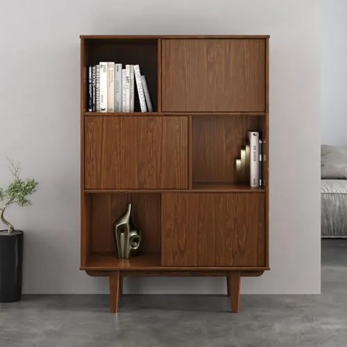 IDIMEX Highboard SIMONA - Stilvoller Wohnzimmerschrank aus Massivholz - Highboard aus Kiefer Massivholz mit 3 Türen und Push-to-Open-Funktion. Bietet vielseitigen Stauraum und schafft ein warmes, wohnliches Ambiente im Mid-Century-Stil.