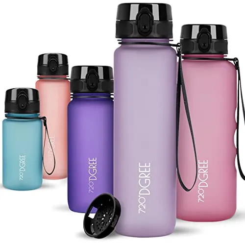 720°DGREE Trinkflasche 1l Sport “uberBottle“ softTouch +Sieb - BPA-Frei - Wasserflasche für Uni, Arbeit, Fitness, Fahrrad, Outdoor, Job - Sportflasche aus Tritan - Leicht, Stoßfest, Wiederverwendbar