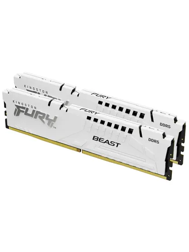 Kingston FURY 64 GB (2 x 32 GB) 6000 MHz CL30 Beast White EXPO - Arbeitsspeicher mit 64 GB (2x32 GB) DDR5, 6000 MHz CL30, ideal für Gamer und Profis. Unterstützt AMD EXPO und Intel XMP 3.0 für optimale Leistung und Anpassbarkeit.