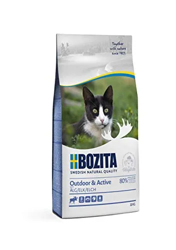 BOZITA Outdoor Active Elch - Trockenfutter für draußen lebende Katzen, 10 kg, ohne Zucker und nachhaltig produziert mit 100% erneuerbarer Energie