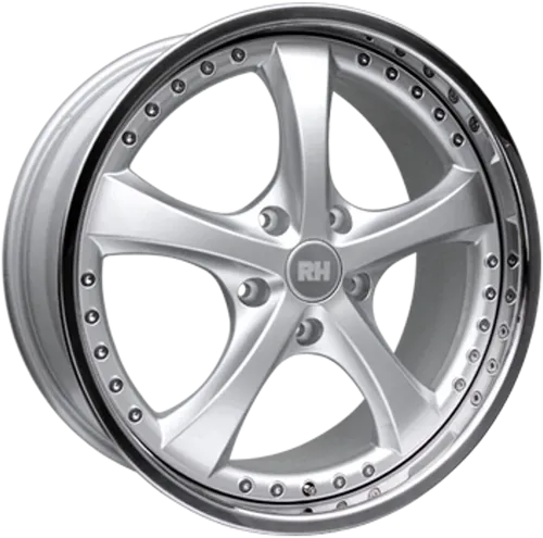 RH Alurad RAU Vesuv Silber 9.5x18" ET49 - Zweiteilige Aluminiumfelge mit edlem Edelstahlhorn, ideal für sportliche Fahrzeuge und optimaler Passform dank ET49 und LK5 112.