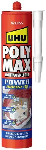 UHU Montagekleber 47820 POLY MAX POWER, 425g - Klebstoffe, wasserfest und flexibel, ideal für alle Materialien und Oberflächen – für Innen- und Außenanwendungen geeignet.