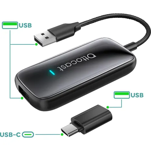 Ottocast Wireless Car Adapter Play2Video CA515-T schwarz - Kabelloser Adapter für Ihr Fahrzeug, einfach zu installieren und ideal für die kabellose Übertragung von Videos und Musik. Perfekt für Unterhaltung auf langen Fahrten.