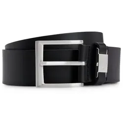 BOSS Connio Herren Ledergürtel - Herren-Gürtel aus hochwertigem Rindsleder mit silberfarbener Dornschließe und Logo-Besatz, ideal für Business-Looks und langlebig im Einsatz.