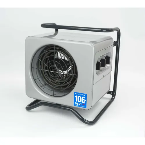 Devi 69811537 DEVItemp 106 T Industrieheizlüfter 400 V, 6 kW - Industrie-Heizlüfter mit 6 kW und Timer, ideal für stationären und mobilen Einsatz in trockenen und feuchten Räumen. Inklusive stufenlosem Thermostat für präzise Temperaturregelung.