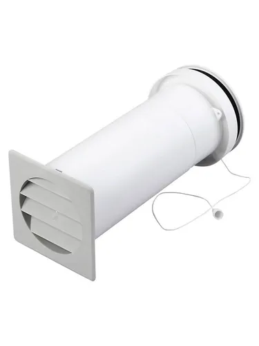 Duka Telescopic Valve Type 400 Ø105 mm Grey - Ventilatoren mit schalldämmendem Wanddurchgang und Insektenschutz. Ideal für Wandstärken von 260-400 mm, sorgt für optimale Luftzirkulation und Geräuschreduzierung.