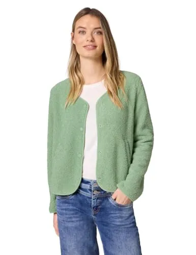 Street One Damen Cardigan, V-Ausschnitt, Gr. 46, pale mint grün - Kuschelige Teddy-Jacke mit V-Ausschnitt und seitlichen Taschen. Ideal für Layering-Looks an kühlen Tagen. Pflegeleicht aus 100% Polyester und in unifarbener Optik.