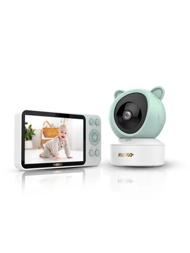 NENO IVO 2,4 GHz Babyphone mit Kamera - Hochwertiges Babyphone mit Full-HD-Kamera und 5-Zoll-Display. Schwenkbarer Kopf für beste Sicht und TUYA-App zur Fernsteuerung. Ideal für moderne Eltern!