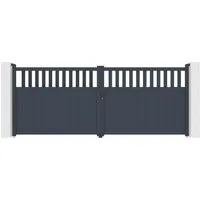 Casanoov Elektrisches Flügeltor Santis 400x160cm Aluminium Grau - Praktisches Doppelflügeltor aus robustem Aluminium, inklusive leistungsstarkem Drehtorantrieb für bis zu 400kg. Ideal für Ihren Außenbereich, sicher und komfortabel.