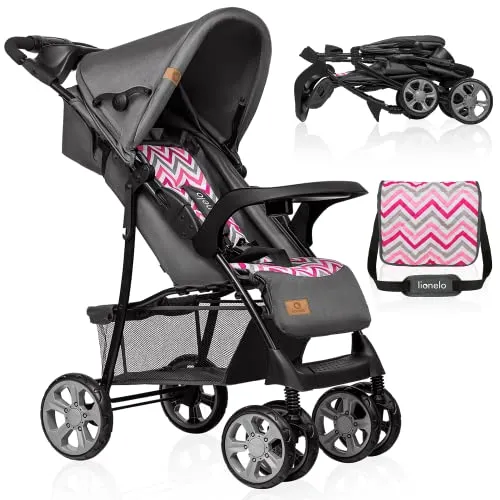 Emma Plus Sport Buggy - Leichter Klappwagen in Pink - Kinderwagen für Kleinkinder bis 15 kg, faltbar und mit umfangreicher Ausstattung inklusive 5-Punkt-Sicherheitsgurt und Einkaufskorb.