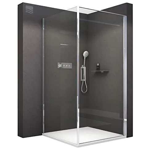 BERNSTEIN Duschkabine 90 x 90 cm - ESG-Glas mit Nano-Beschichtung - Duschtüren mit Hebe-Senk-Mechanismus, flexible Montage und pflegeleichter Nano-Oberfläche für ein modernes Badezimmer.