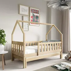Masseno Kinderbett BAMBINA 80x160 cm mit Rausfallschutz – Hausbett für Kinder - Das Masseno Kinderbett BAMBINA aus Kiefernholz bietet Sicherheit und Stil. Mit robustem Rausfallschutz ist es ideal für Jungen und Mädchen und passt perfekt in jedes Kinderzimmer. Ideal für erholsame Nächte!