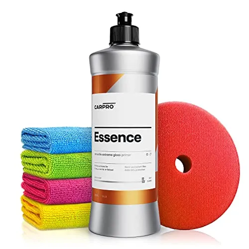 Autopolitur Set: CarPro Essence Hochglanzpolitur (500g) - Extreme Gloss Enhancer - Hybrider Glanzverstärker - Für Exzenter oder Rotation Poliermaschinen - Auto polieren, Glanzpolitur | 6-teilig