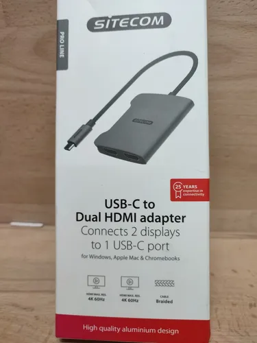 USB-C-zu-Dual-HDMI-Adapter - 4K 60Hz, 30cm Kabel - Kabeladapter für zwei HDMI-Monitore gleichzeitig, unterstützt 4K bei 60 Hz, ideal für Gaming und Präsentationen. Robustes, geflochtenes Nylonkabel für Flexibilität.