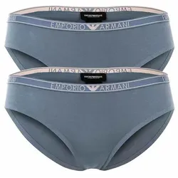 Emporio Armani Essential Studs Logo Brief - Damen Slips - Zwei elegante Damen Slips von EMPORIO ARMANI. Komfortabler Webgummibund mit Logo und feiner Stretch-Jersey aus hochwertiger Baumwolle für optimalen Tragekomfort.