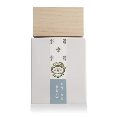 GIARDINI DI TOSCANA Celeste EDP Spray 100ml - Erleben Sie den frischen Duft von Celeste – eine harmonische Kombination aus aquatischer Frische und blumigen Noten. Ideal für jeden Anlass, bringt dieser Duft Leichtigkeit und Eleganz in Ihren Alltag.