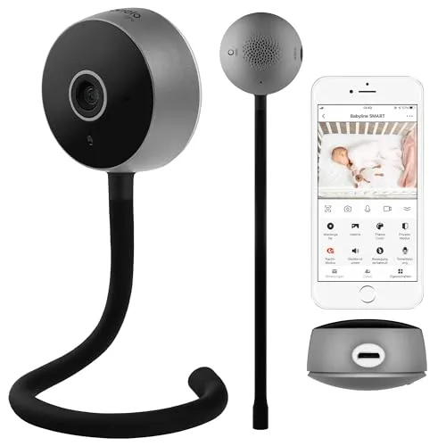 Lionelo Care Babyline Smart Babyphone - Intelligentes Baby Monitor mit Wi-Fi, Bewegungs- und Geräuscherkennung sowie Nachtsicht bis 10 Meter – ideal für die Überwachung Ihres Babys rund um die Uhr.