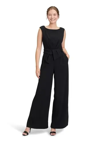 Vera Mont Damen Jumpsuit mit weitem Bein Schwarz, 40 - Jumpsuit für Damen mit weitem Bein, elegantes Bunddetail und modischem U-Boot-Ausschnitt, perfekt für besondere Anlässe.