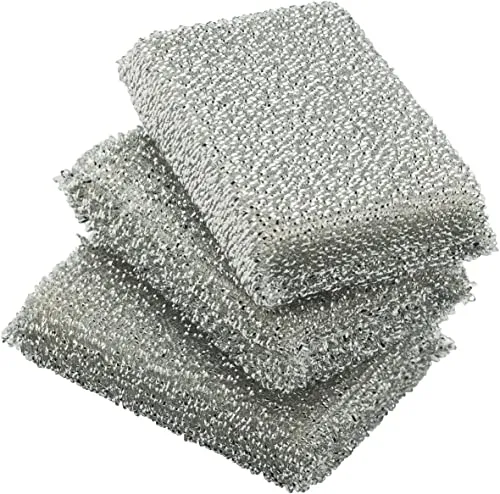 WMF Gourmet Glänzerkissen, 3 Stück Scheuerschwamm Silber - Effektive Reinigung für glänzende Oberflächen, ideal für Küche und Haushalt. Maße: 7x12x3 cm, rechteckige Form.