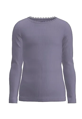 NAME IT Mädchen Nmfkab Ls Top Noos, Heirloom Lilac/Detail:melange, 86