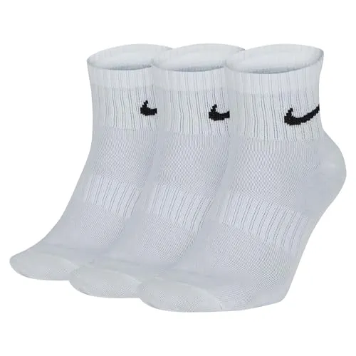 Nike U Nk Everyday Ltwt Ankle 3Pr Socken, Unisex (1 Stück), Weiß / Schwarz, L