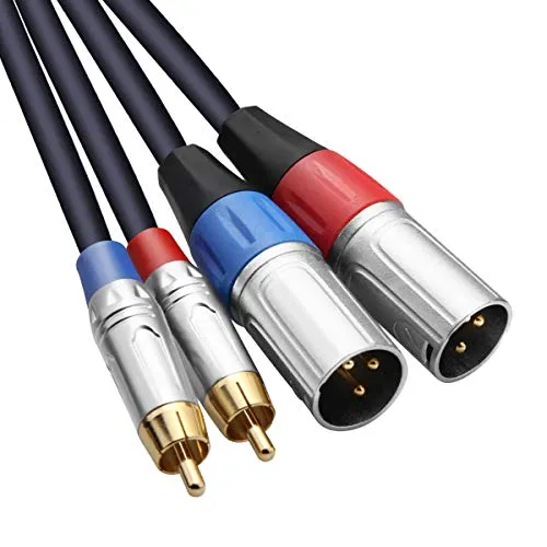 Tisino Dual Cinch auf XLR Kabel, 2 Cinch auf 2 XLR Male HiFi Stereo Audio Verbindung Mikrofonkabel Drahtschnur Pfadkabel - 3m