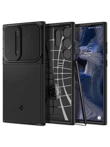 Spigen Optik Armor - black - Samsung Galaxy S23 Ultra - Handys Cover Cases mit Hybrid-Schutz aus TPU und PC, bietet hervorragenden Sturzschutz durch Air Cushion Technology und hat eine rutschfeste Oberfläche für besseren Halt.