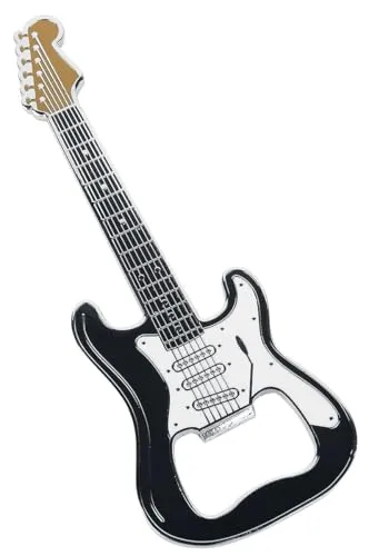 Electric Guitar Bottle Opener with Magnet in Black