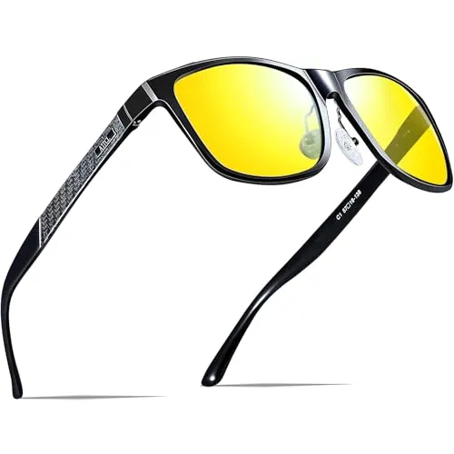 ATTCL Night Driving Glasses for Men: Anti Glare Polarized TAC Lens Adjustable AL-MG Frame for Day & Night Use Night Vision Glasses for Driving