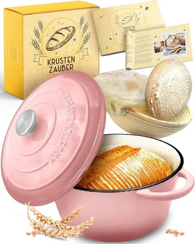 Krustenzauber Brotbackform Brotbackform Gusseisen Topf Brot Backen [inkl. Gärkorb]