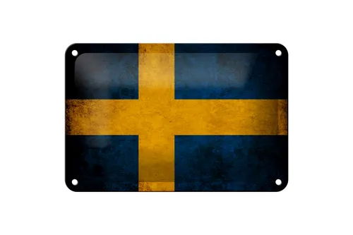Blechschild Flagge 18x12 cm Schweden Fahne Metall Deko Schild
