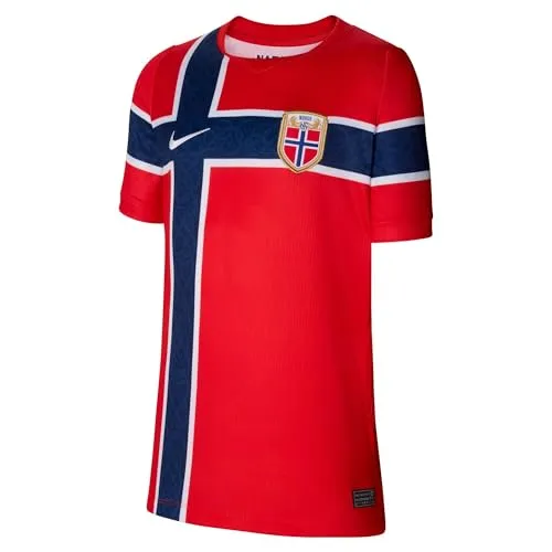 Nike WM 2026 Norwegen Heim Teamtrikot Kinder - Hochwertiges Kinder-Fußballtrikot der norwegischen Nationalmannschaft für die WM 2026. Atmungsaktiv und schnelltrocknend dank Dri-Fit-Technologie, ideal für sportliche Aktivitäten und Fans. Größe 140/146.