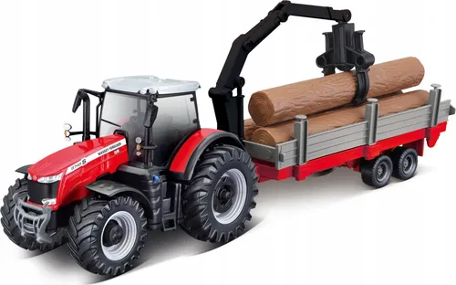 Bburago 1:50 Farm Traktor Massey FERGUSSON 8740S Tractor con remolque de troncos