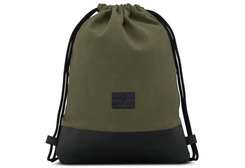 Johnny Urban Turnbeutel Luke - Stylischer Turnbeutel aus wasserabweisendem Baumwollstoff mit Innentasche, ideal für Sport und Freizeit. Größe: 30x42 cm, Farbe: grün-schwarz.