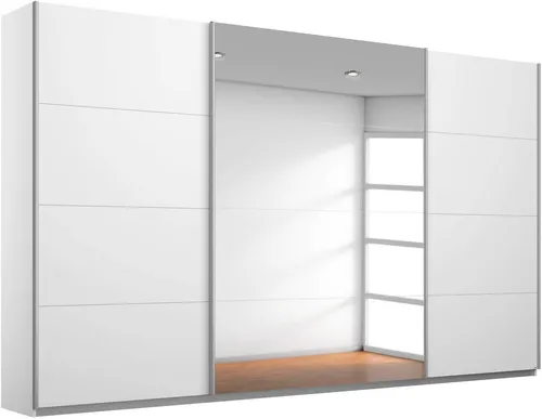 rauch CORTONA Schwebetürenschrank mit Inneneinteilung - Schwebetürenschrank in Weiß, Made in Germany, mit 11 variabel einsetzbaren Einlegeböden und 4 Kleiderstangen für optimale Stauraumgestaltung.