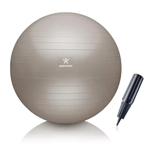 BODYMATE Gymnastikball Sitzball Trainingsball mit GRATIS E-Book inkl. Luft-Pumpe, Ball für Fitness, Yoga, Gymnastik, Core Training, für starken Rücken als Büro-Stuhl Cotton Bloom 55cm