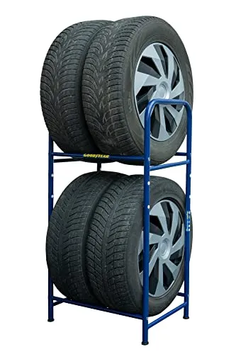Goodyear Reifenregal für 4 Reifen - platzsparend und höhenverstellbar - Standregale: Praktische Aufbewahrung für 4 Reifen, höhenverstellbar und bis 120 kg Tragkraft, schützt vor UV-Strahlung und Verschmutzung.