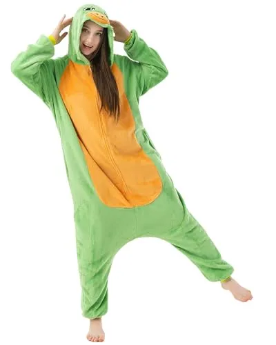 Katara 1744 Schildkröten-Kostüm für Erwachsene & Teenager - Flauschiger Unisex Onesie von Katara mit niedlichen Details. Ideal zum Chillen oder Feiern, bequem im Baggy-Style mit praktischen Taschen. Perfekt für Fasching, Halloween und Cosplay!