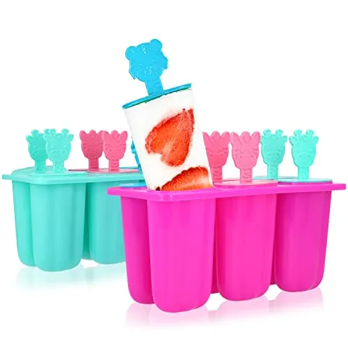 com-four® 2x Eisformer für Wassereis am Stiel - Stieleis-Form für selbstgemachtes Eis - wiederverwendbare Eisformen für 12 Portionen [Farbauswahl variiert] (12x Eisform - 80ml)