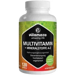 Hochdosierte Multivitamin Kapseln – 120 vegetarische Kapseln für 4 Monate - Erleben Sie die Kraft von 23 wertvollen Vitaminen und Mineralien in einer praktischen Kapsel. Ideal zur Unterstützung normaler Körperfunktionen – für Ihr Wohlbefinden.