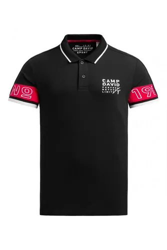 CAMP DAVID Poloshirt Pikee-Polo mit Colour-Blocking Black
