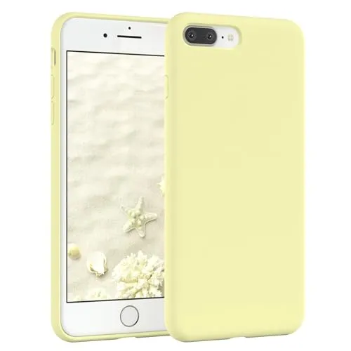 EAZY CASE Premium Silikon Handyhülle kompatibel mit iPhone 8 Plus Slimcover mit Kameraschutz und Innenfutter, Silikonhülle, Schutzhülle, Bumper, Handy Case, Hülle, Softcase, Hell Gelb