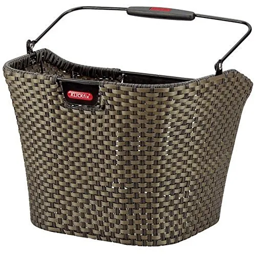 KLICKfix Farradtasche Structura Korb Bronze - Wetterfester Lenkerkorb - Fahrradtaschen aus extra breiten Kunststoffbändern, mit stabilem Tragegriff und einem Volumen von 16L. Ideal für den Alltag, belastbar bis zu 7Kg.