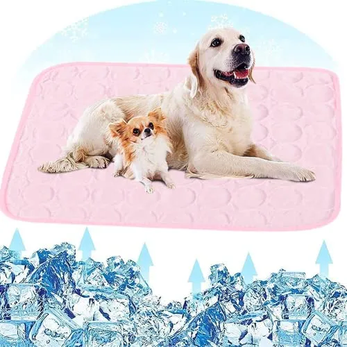 Fueegue Kühlmatte für Hunde Hundematte Bett Kühldecke Kühlkissen für Katzen Waschbar Haustiere 70 * 100cm (Rosa 1, XL)