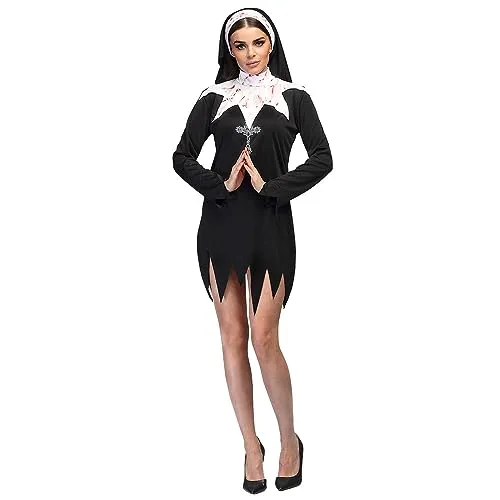 Boland 79213 - Blutige Nonne Kostüm für Erwachsene, Größe M - Faschingskostüm für Damen, ideal für Halloween oder Karneval. Das sexy Kleid mit blutigem Kragen und Kreuz zieht alle Blicke auf sich!