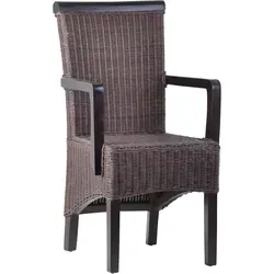 Rattan Armlehnstuhl 'Larissa' braun - Hochwertiger Sessel aus Rattangeflecht und massivem Mahagoniholz, ideal für modernes Landhaus- und skandinavisches Design.