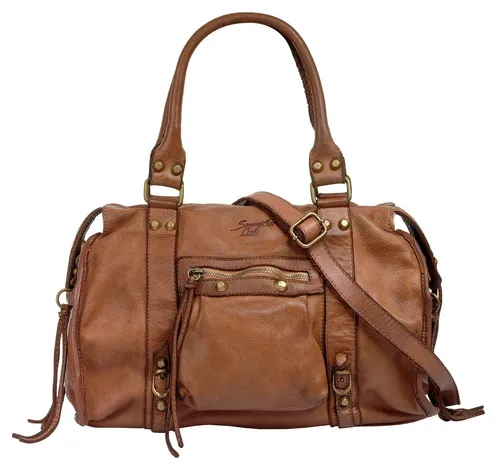 Samantha Look Shopper Echt Leder Damen | Vintage Umhängetasche Made in Italy - Damen-Shopper aus 100% Echtleder, gefertigt in Italien. Langlebig und stilvoll mit verstellbarem Tragegurt und praktischen Fächern für Smartphone & Schlüssel.