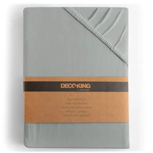 DecoKing Spannbettlaken 200x200 200x220 cm – Amber Collection - Hochwertige Jersey Spannbettlaken aus 100% gekämmter Baumwolle, ideal für Boxspringbetten. Mit 30cm Steg und Öko-Tex Zertifikat, behalten sie ihre Farben und sind pflegeleicht.